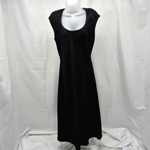 Vintage 90s Y2K Sheri Martin Black Beaded Neckline Formal Dress Maxi Size 8